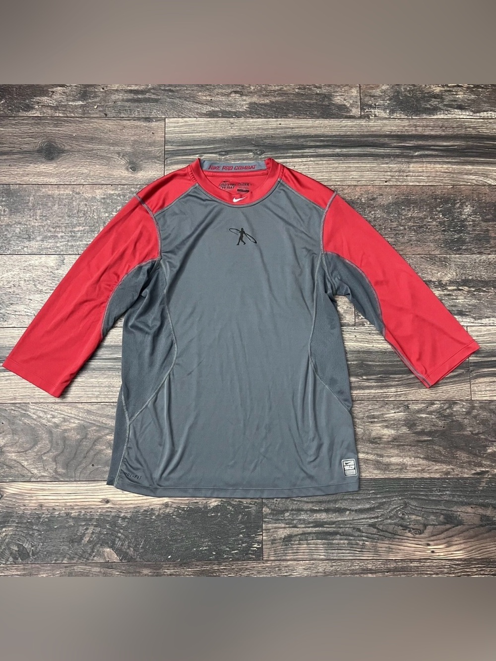 Nike Pro Combat Men’s Size Large Fitted Swingman 3/4 Sleeve Red Compression Top
